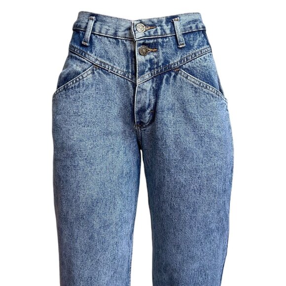 80s vintage Highwaisted Acidwash Jeans No Excuses Stonewash Panel Relaxed Taper. - Picture 5 of 8